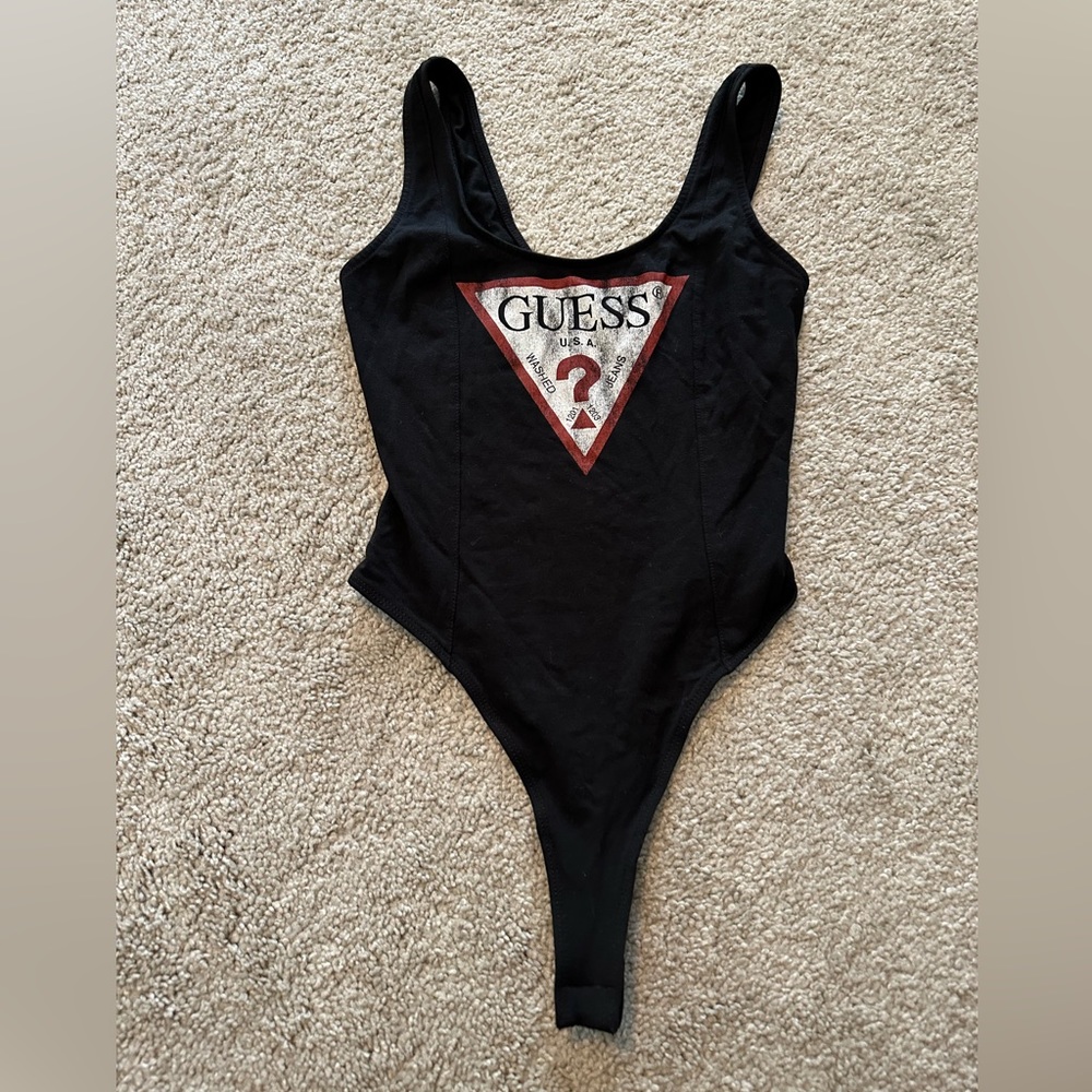 Guess black bodysuit with logo